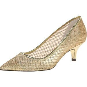 Adrianna Papell | Lois Gold Honeycomb Mesh Pump Heel Shoes | Size 8.5